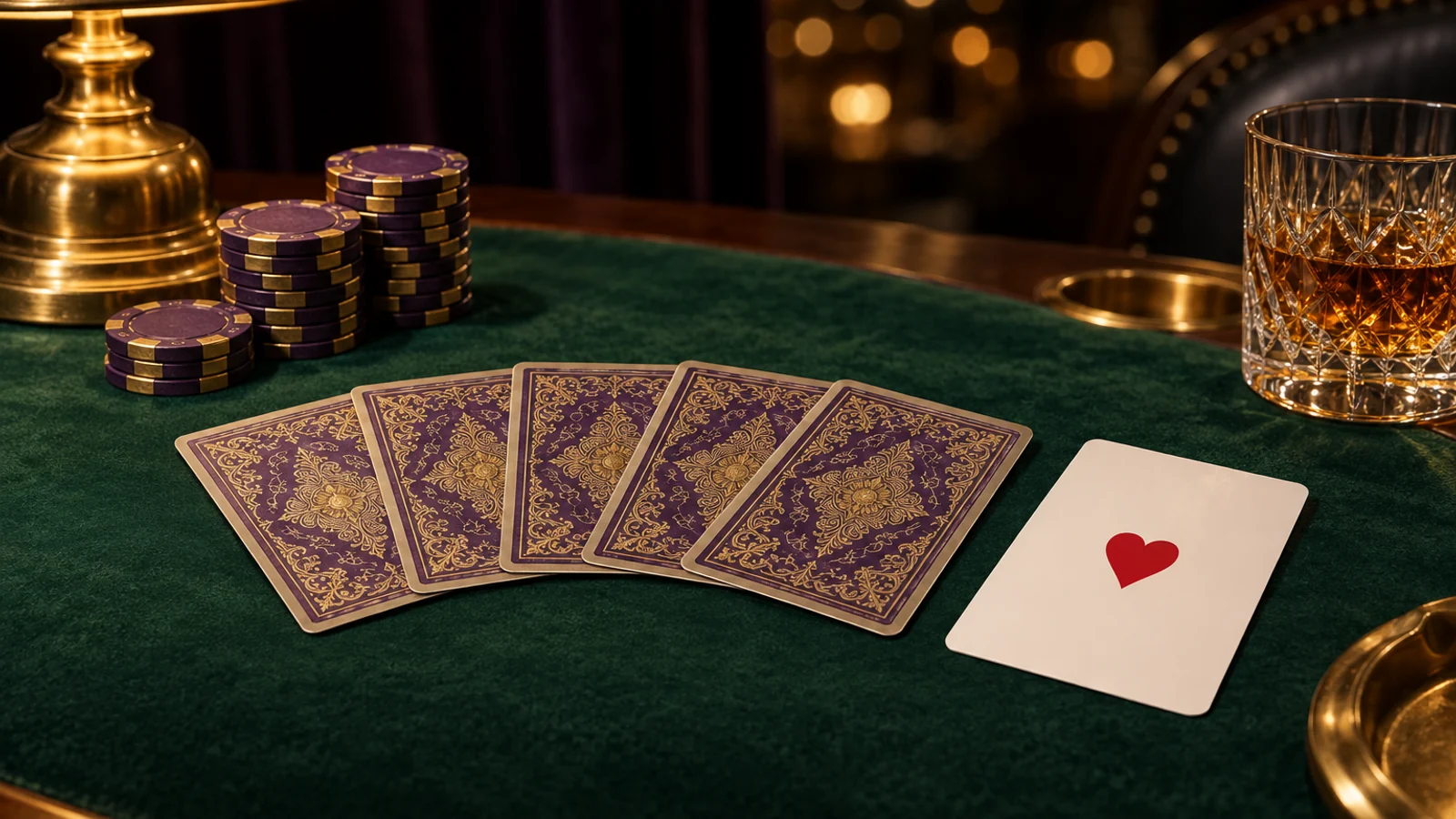 Card table laid out for a themed tour of Here2Win Casino strengths