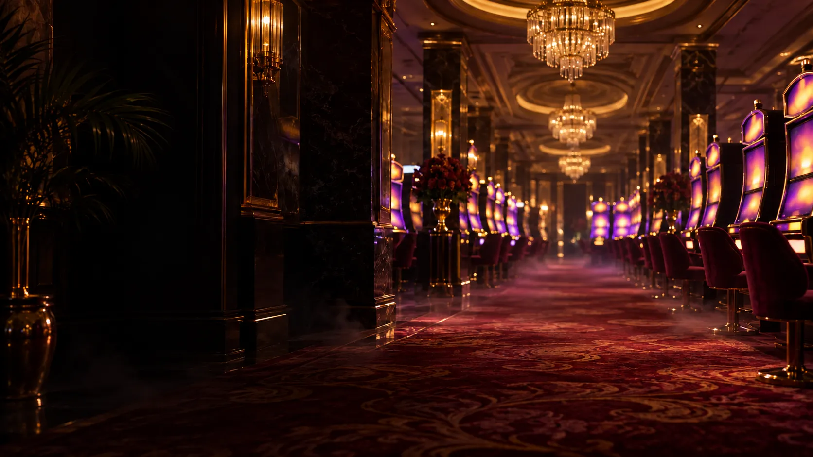 Glowing slot hall, the kind of pokie floor that phone play puts in your pocket